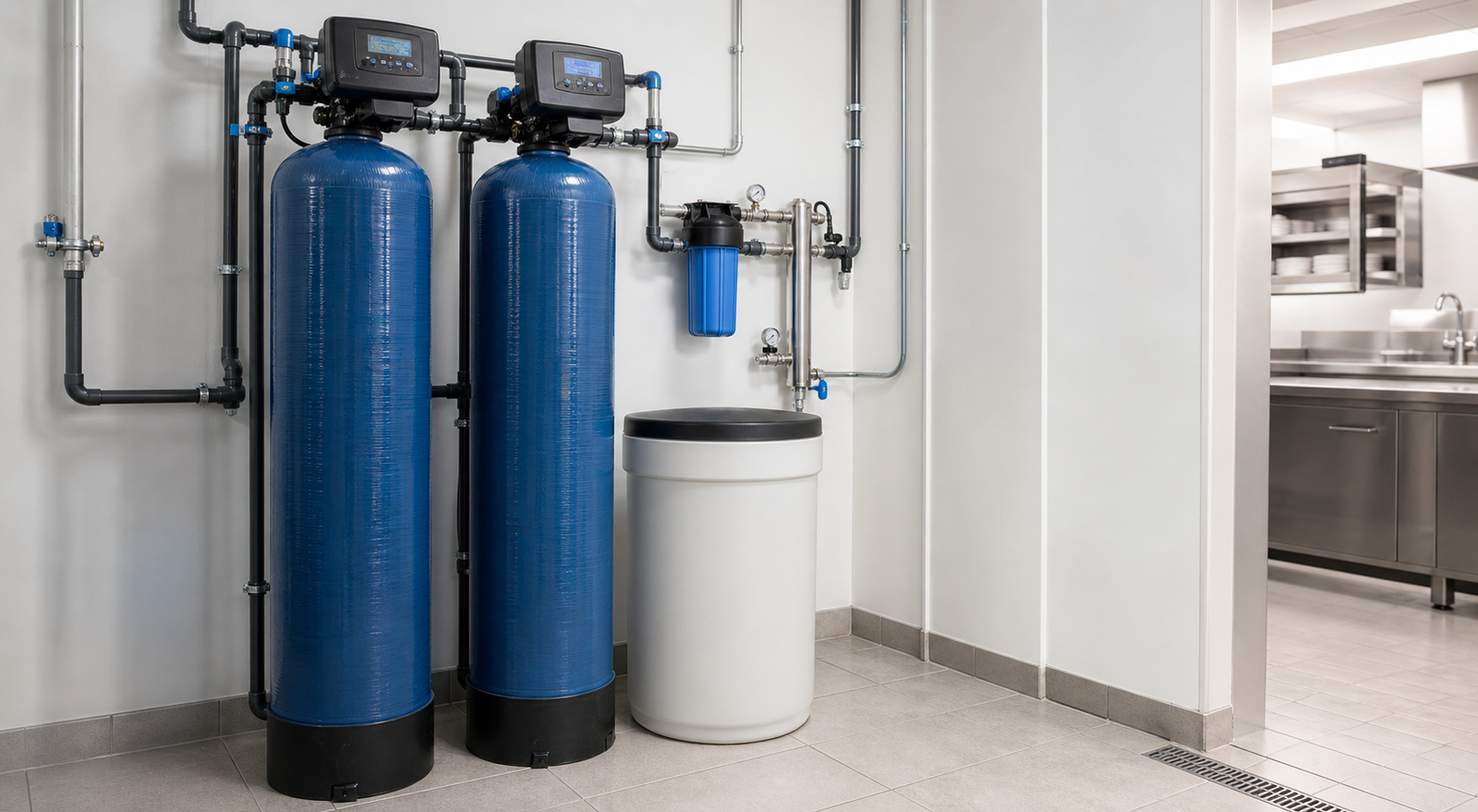 Commercial water softening and filtration system