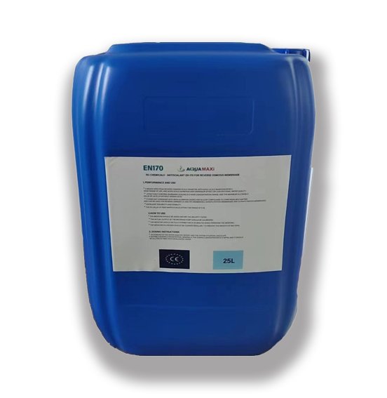 Container of antiscalant treatment chemical