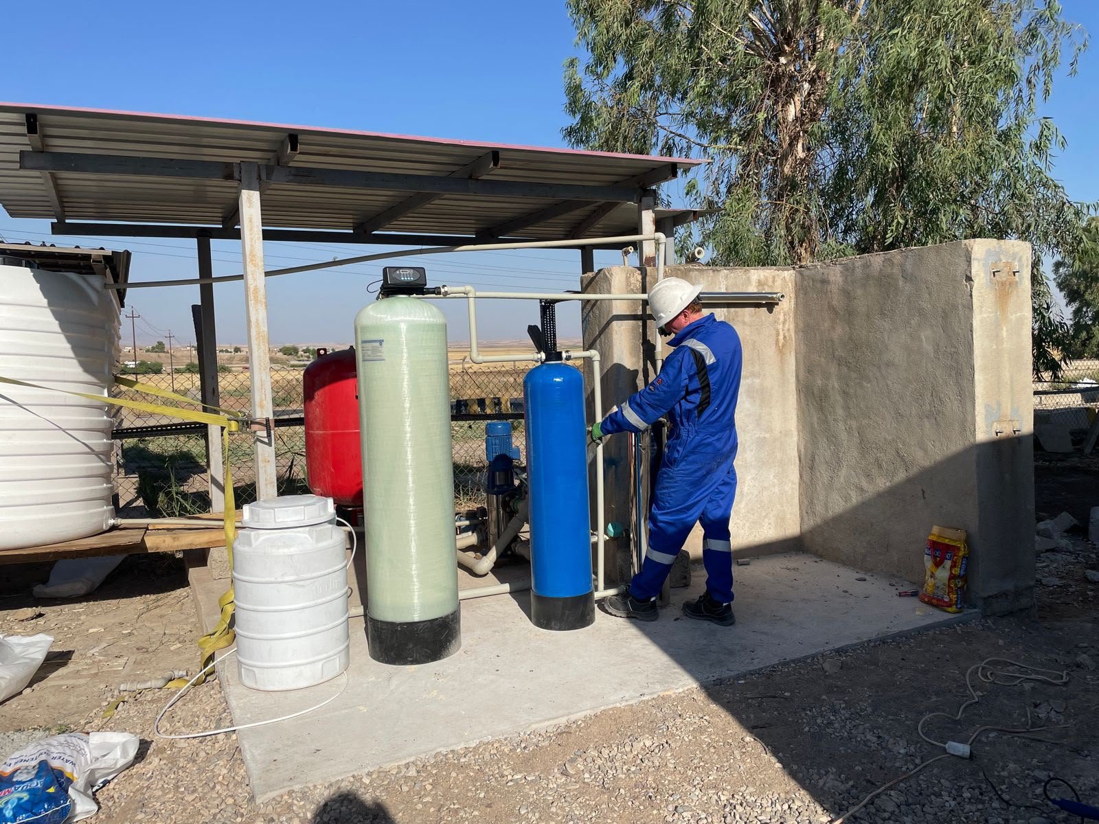 Water softener and carbon filtration installation for Gulf Keystone Petroleum Company at Mreba Field
