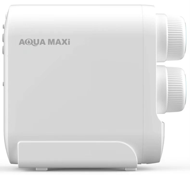 A current AQUA MAXI enclosed residential reverse-osmosis model